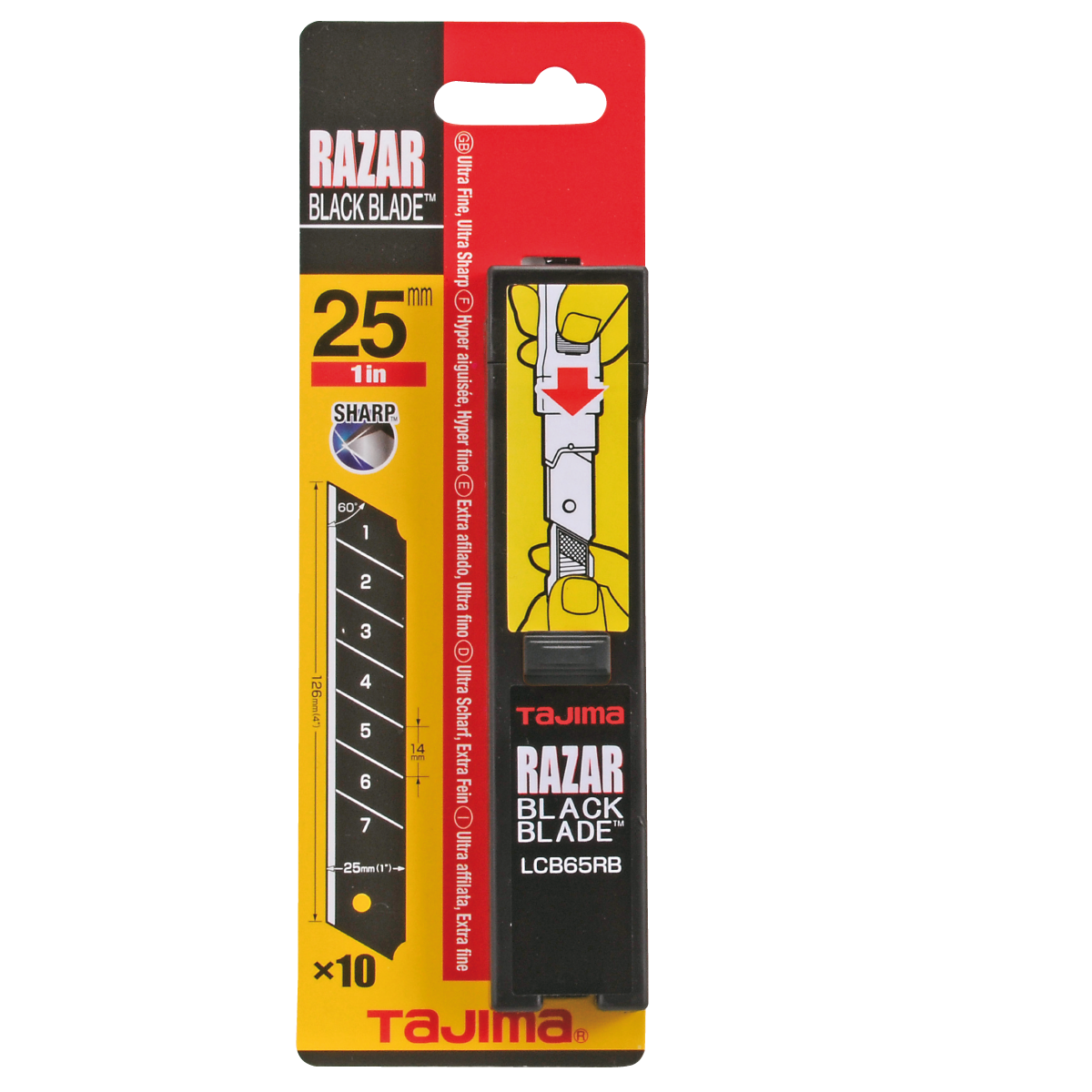Tajima 10x Razar Black Blade 25mm im Spender - LCB65RBC/K1