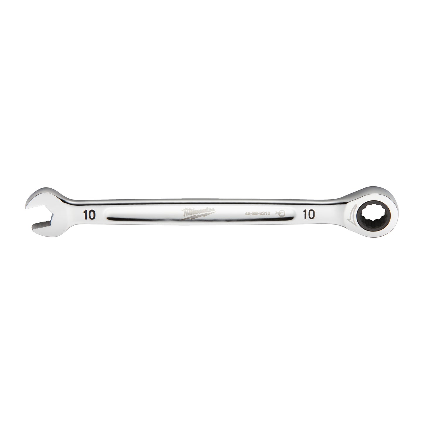 Milwaukee Ratschen-Ringmaulschlüssel SW 10 mit ergonomischem Griff und Ratscheneinsatz für präzises Arbeiten.