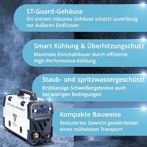 STAHLWERK Schutzgasschweißgerät MIG MAG 200 Puls Pro Digital Einzelgerät mit Zubehör 3 m
