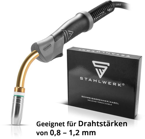 STAHLWERK Schweißbrenner mit Kabel und Gaskühlung, Brennerkopf und Anschluss
