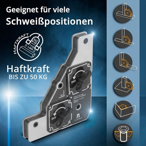 Zweifachschaltmagnet mit zwei OFF-Schaltern und 90°-Markierung, Metallgehäuse