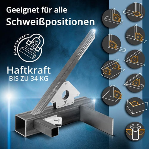 STAHLWERK Magnet-Schweißwinkel mit Metallprofil, für Eckverbindungen in mehreren Winkeln.
