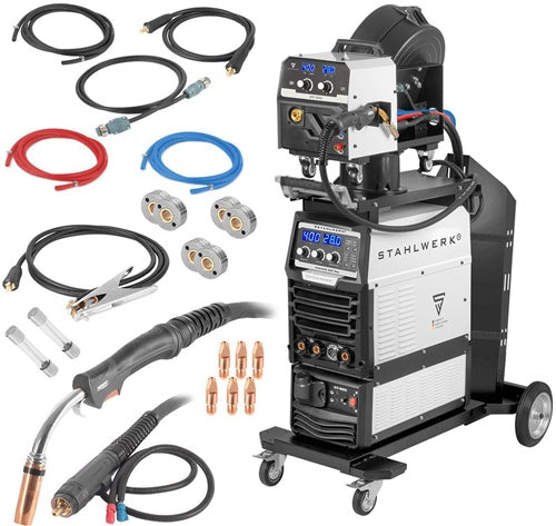 STAHLWERK Inverterschweißgerät MIG MAG 400 Pro Einzelgerät mit Zubehör 3 m