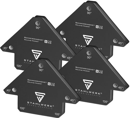 STAHLWERK Magnet-Schweißwinkel 120x85x14 mm 45, 90 und 135 ° 4er Set