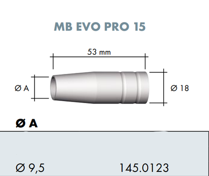 Gasdüse stark konisch Ø9,5 x 53 mm MB 15