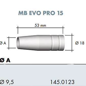 Gasdüse stark konisch Ø9,5 x 53 mm MB 15