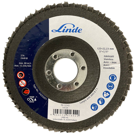 Linde Fächerscheibe Gerade und Gekröpft 2in1 Stahl und nichtro. Stahl Ø125mm A40