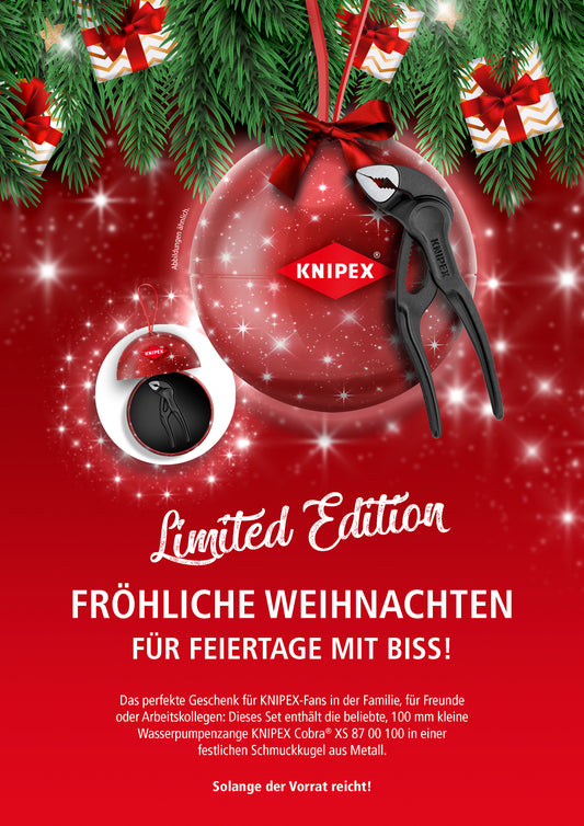 Mini-Wasserpumpenzange KNIPEX Cobra® XS in festlicher Weihnachtskugel 87 00 100