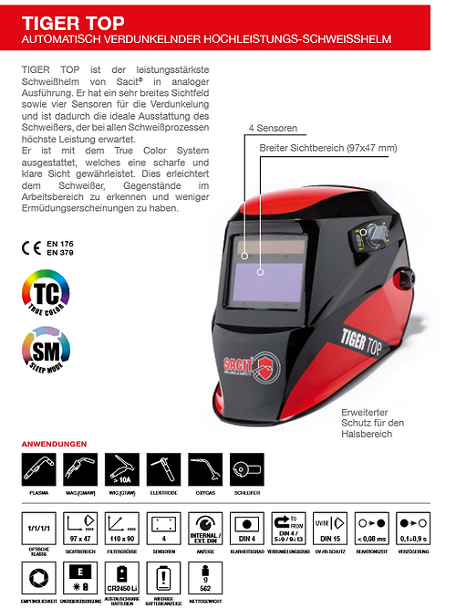 Sacit - Automatik-Schweißhelm Tiger Top