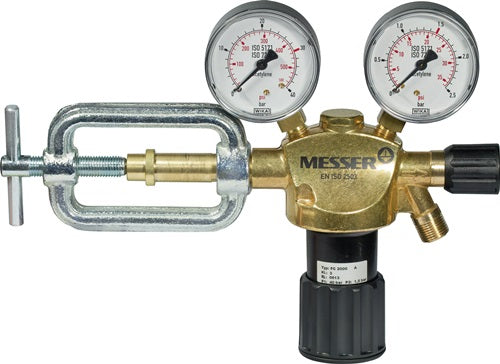 MESSER Flaschendruckminderer CONSTANT 2000 mit zwei Manometern, Messinggehäuse
