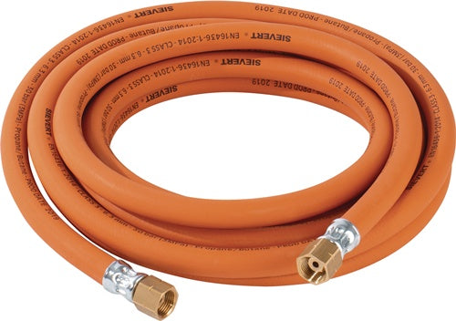 Orange Propangasschlauch mit G3/8" LH Anschlüssen und Metallverschraubungen
