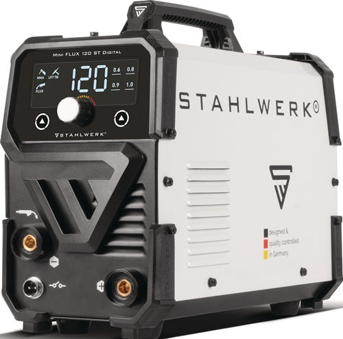 STAHLWERK Fülldrahtschweißgerät Mini FLUX 120 ST Digital mit Zubehör 20-120 A gasgekühlt