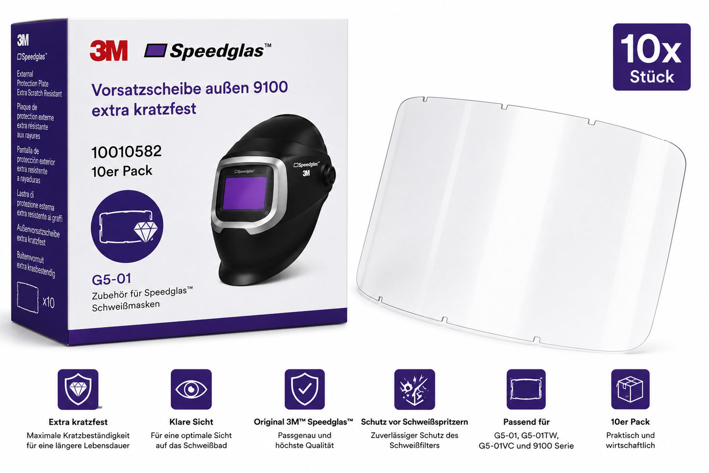 M™ Speedglas™ Vorsatzscheibe außen 9100 extra kratzfest | 10er Pack