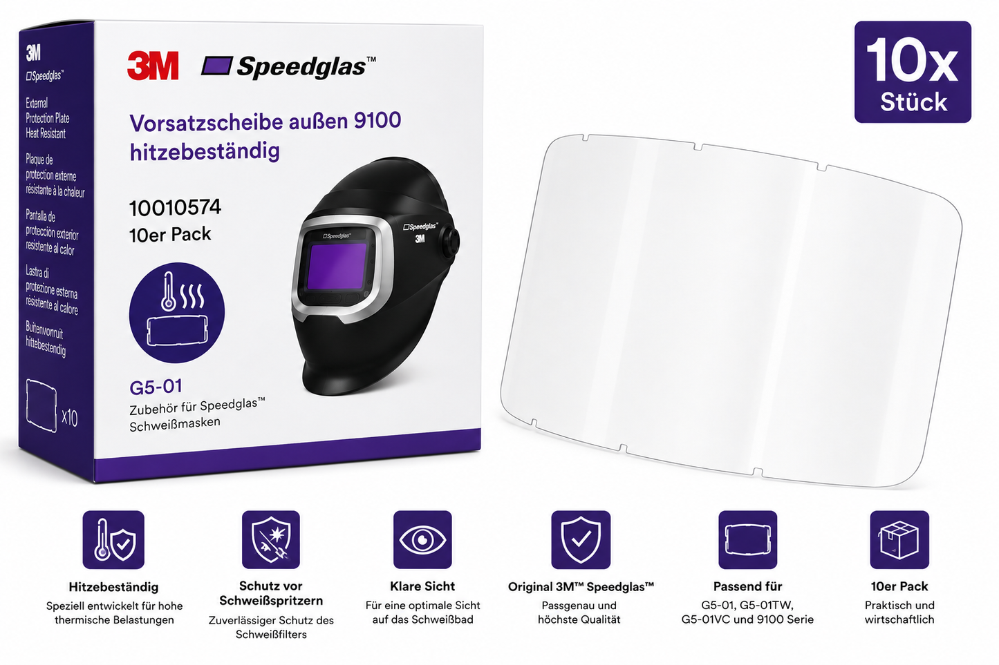 3M™ Speedglas™ Vorsatzscheibe außen 9100 hitzebeständig | 10er Pack