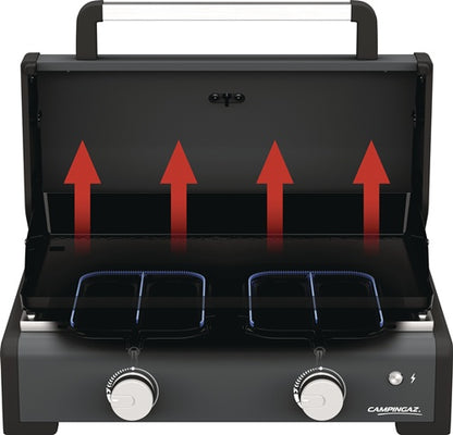 CAMPINGAZ Gasgrill Plancha Onyx 2 Cook 2 Blue Flame Brenner (Edelstahl)